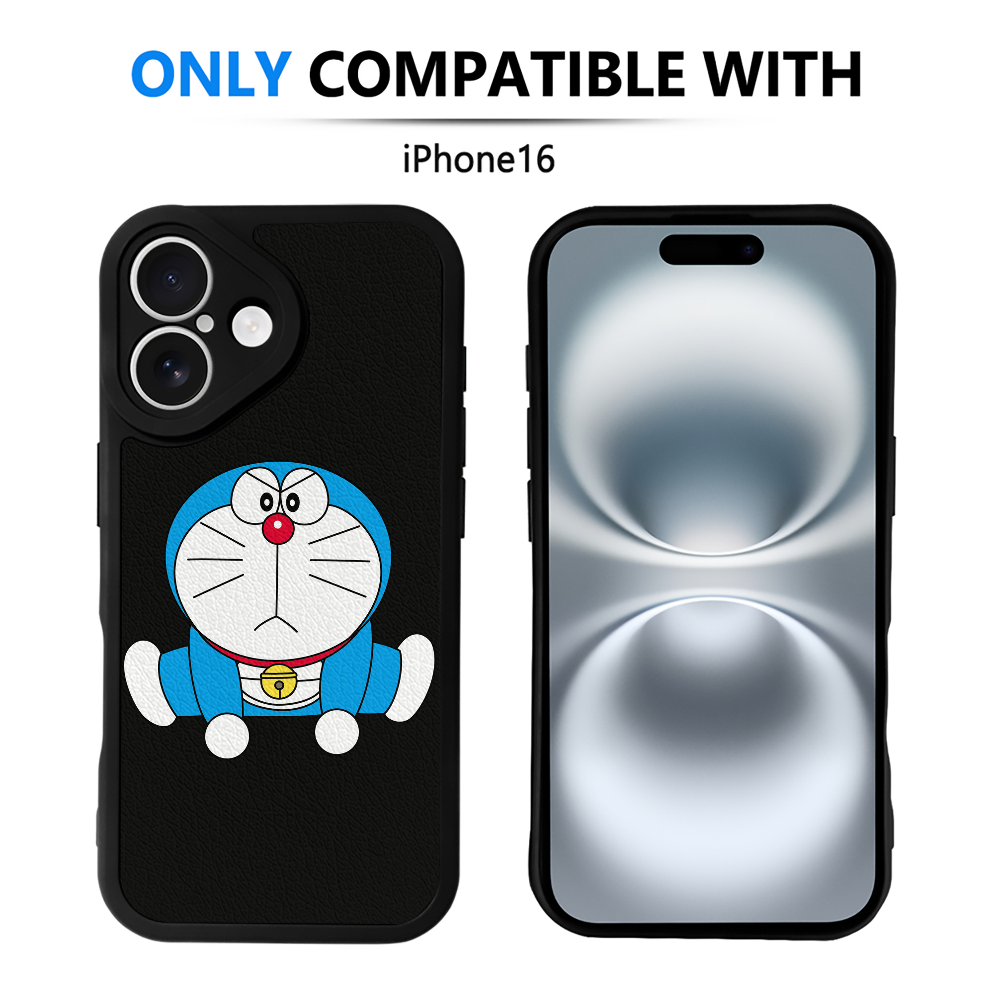 （画像用） ドラえもん Doraemon 【iPhone 16シリーズ対応】シリコンスマホケース（レザー調） 材質：シリコン